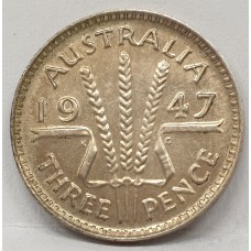 AUSTRALIA 1947 . THREEPENCE . UNCIRCULATED